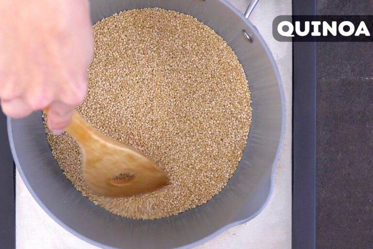 Toast quinoa over medium-high heat for 2 minutes.