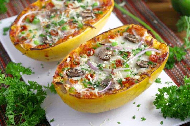 Spaghetti Squash Pizza Boats