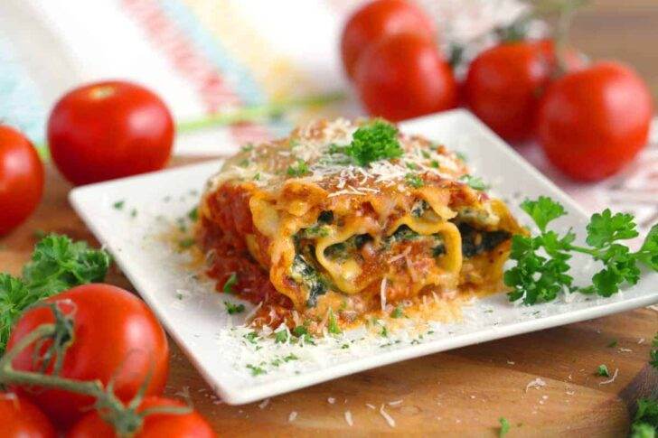 Spinach Lasagna Roll Ups