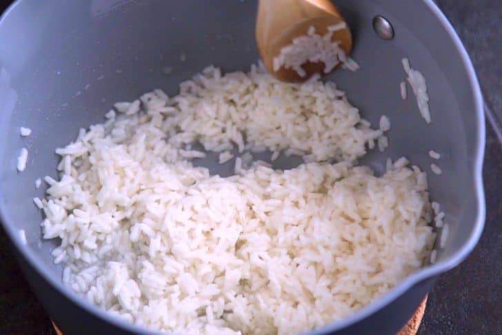 Cook rice according to package directions.