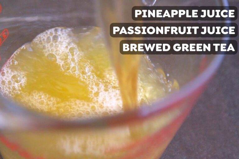 Whisk together pineapple juice, passionfruit juice, and brewed green tea. Chill before serving.