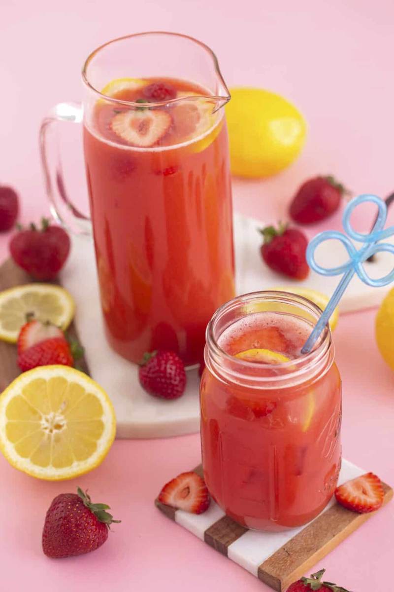 Homemade Lemonade with Strawberries