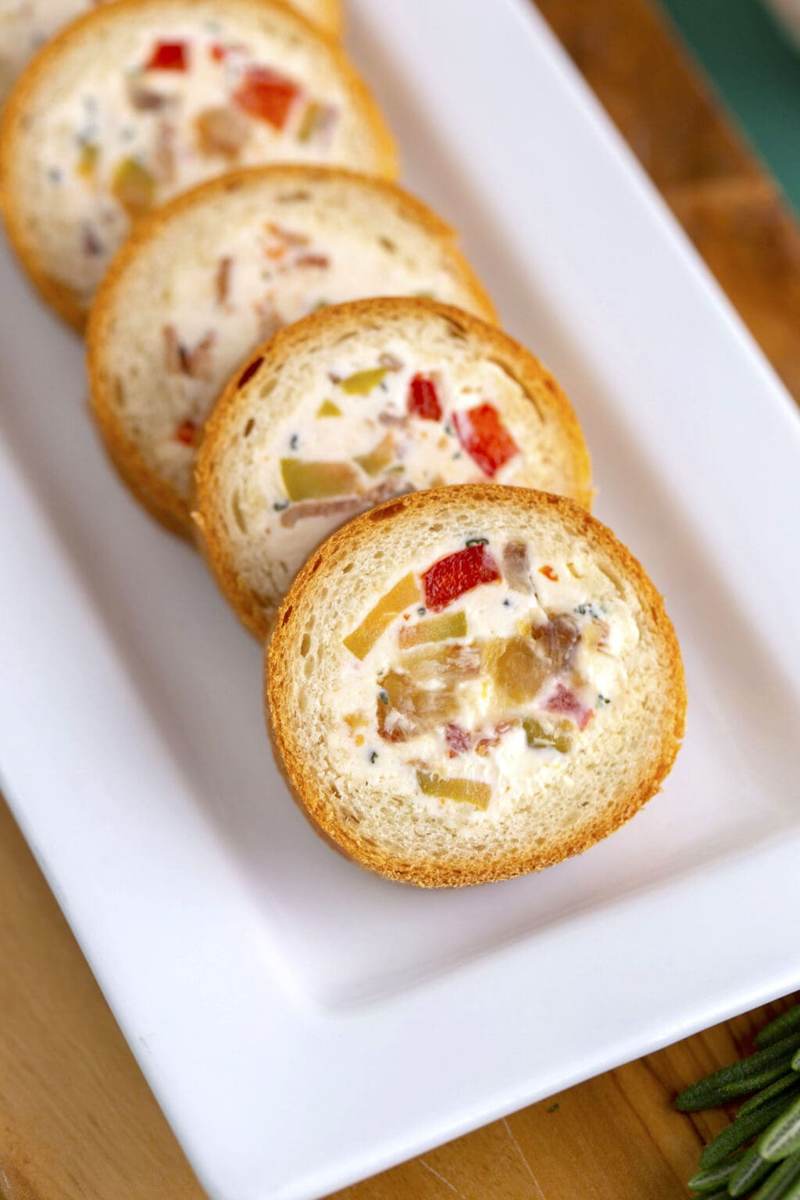 Stuffed Baguette with Cream Cheese & Goat Cheese