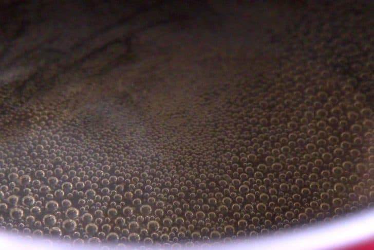 Bring mixture to a light simmer, then turn off the heat just before it boils.