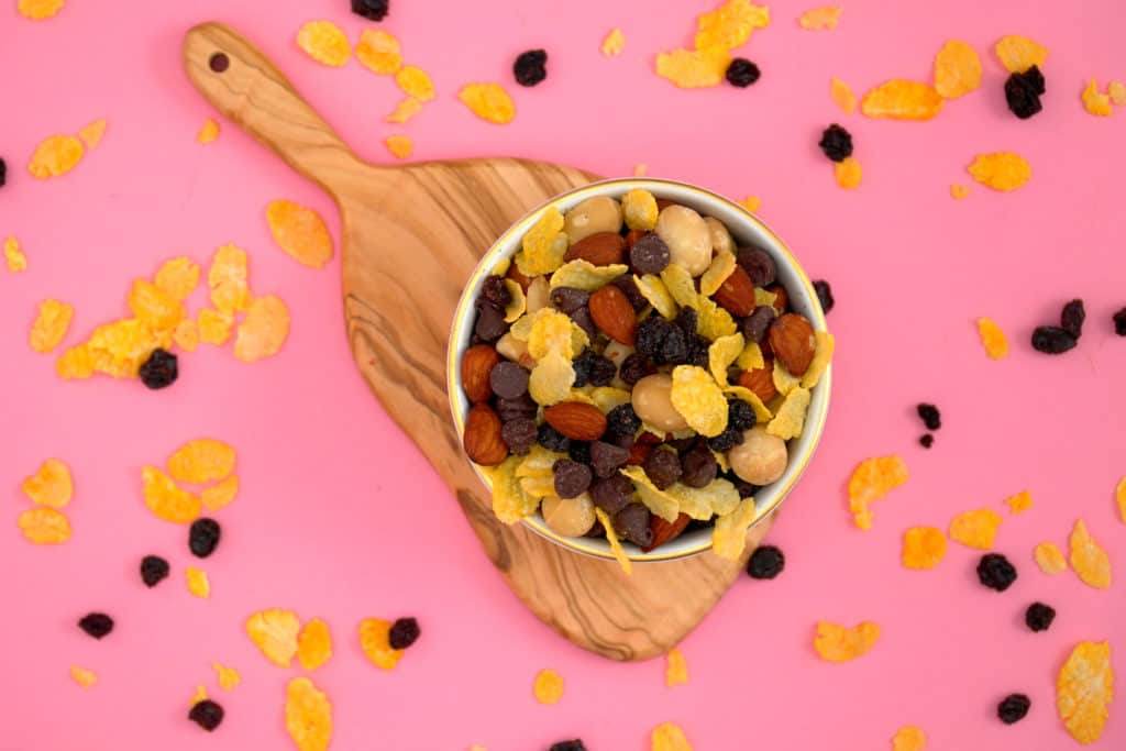 No Bake Sweet and Salty Snack Mix, healthy cereal snack mix, healthy homemade trail mix with cereal, gluten free snack mix, easy snack mix, cereal trail mix, road trip snack mix, kids trail mix, healthy snack ideas, snack mix ingredients, healthy trail mix recipe for kids, healthy vegan snacks