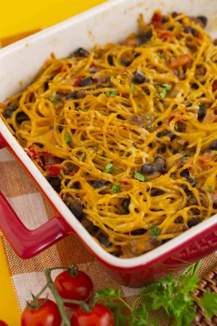 Baked Taco Spaghetti Casserole