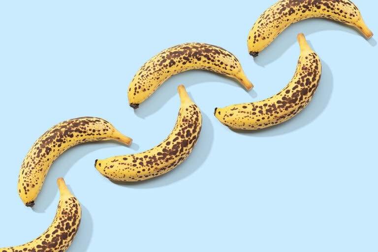Spotted Banana pattern on blue background.
