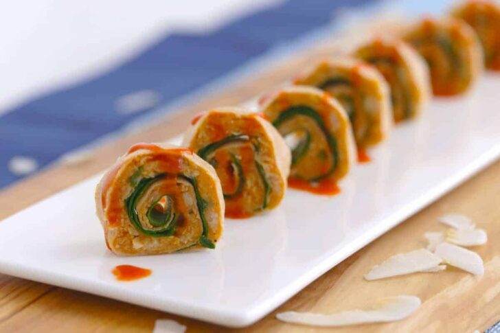 Vegan Buffalo Chickpea Pinwheels