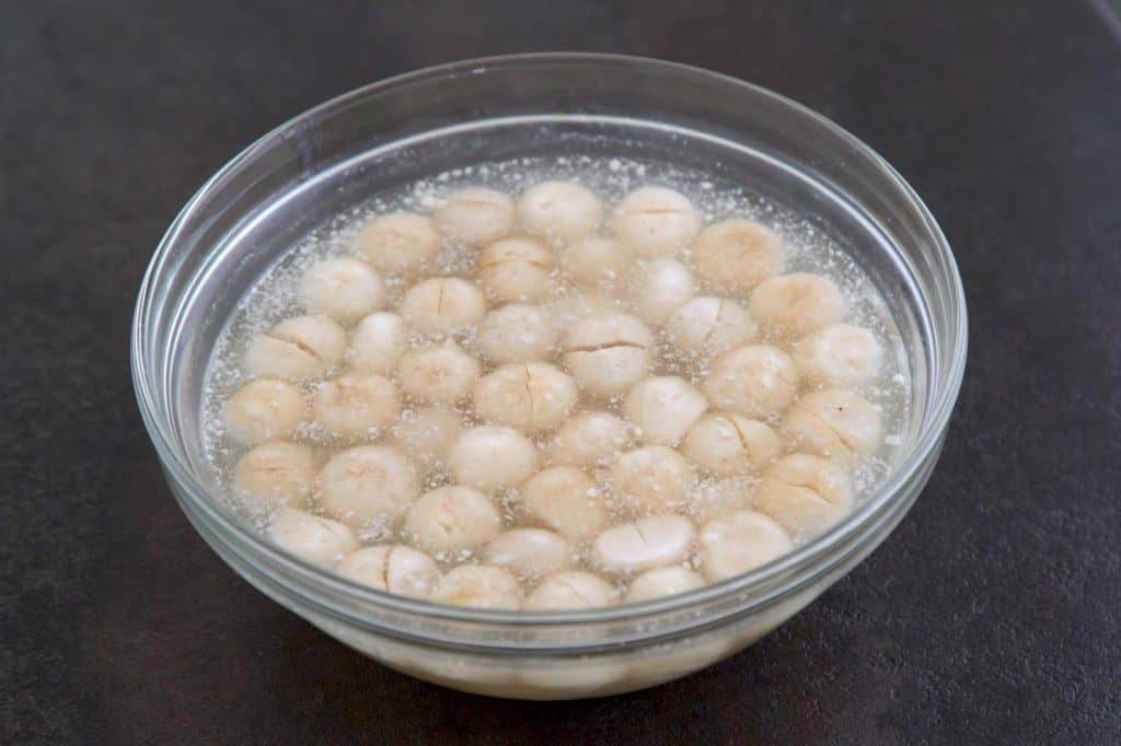 Soak macadamia nuts overnight to soften.
