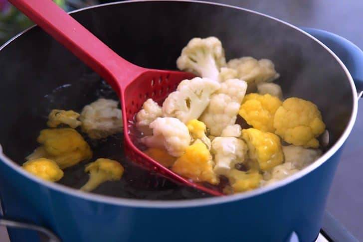 Blanch veggies in boiling water for 1-3 minutes.