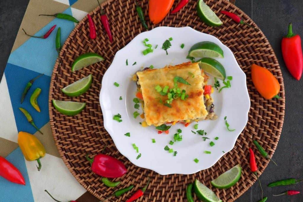 Vegetarian Enchilada Casserole with Corn Tortillas