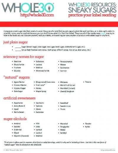 Whole30 sneaky sugars